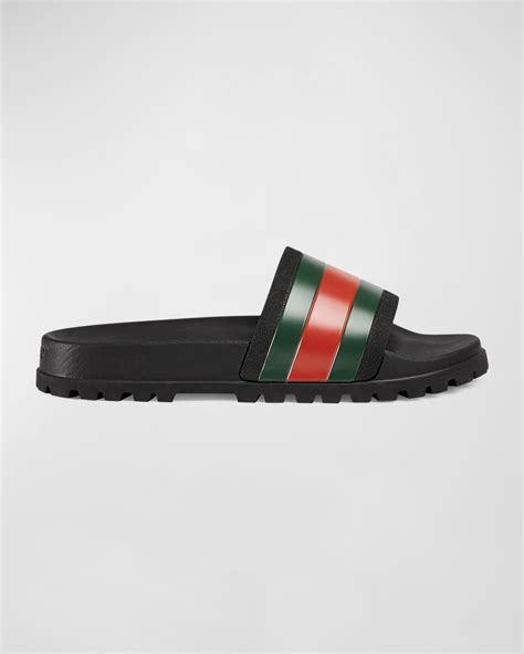 Gucci Men's Pursuit Trek Web Slide Sandals 